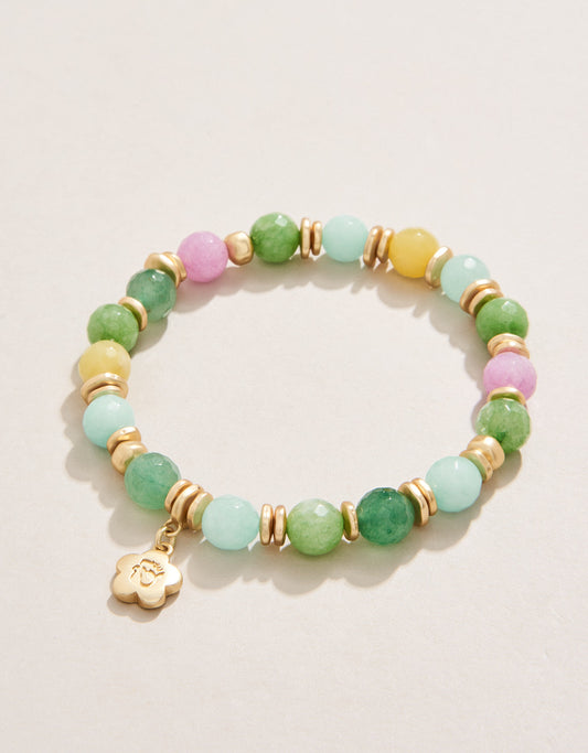  Briolette Stretch Bracelet 8mm Green/Sea Foam