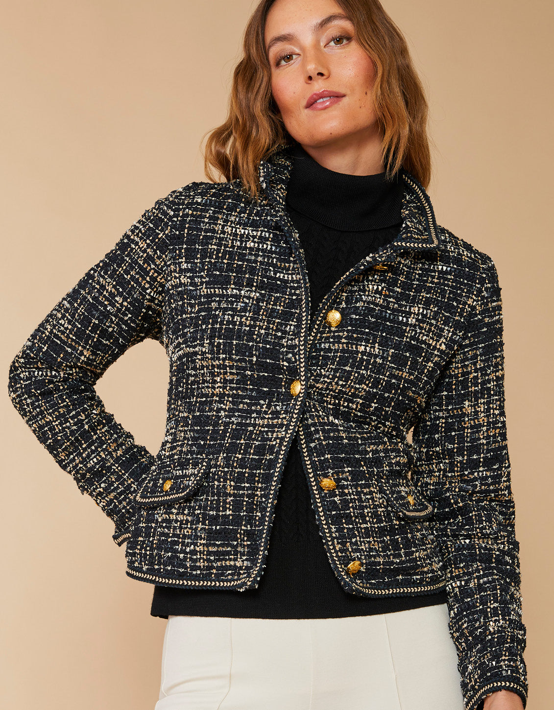  Cameron Tweed Jacket Black Multi