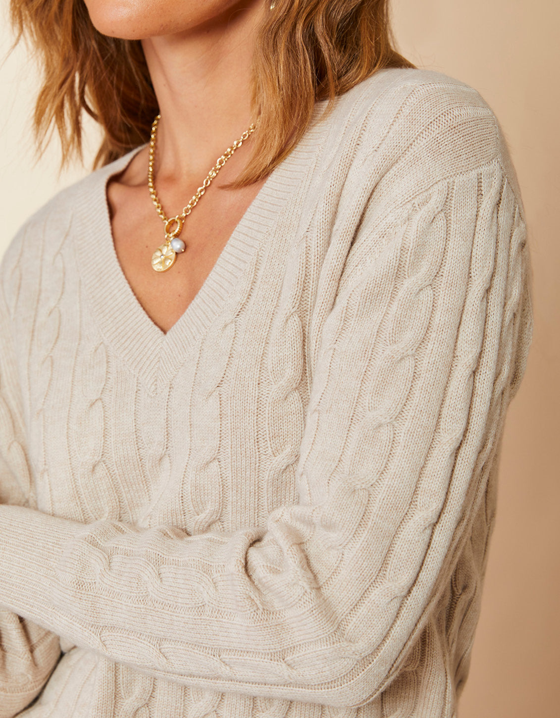  Kit V-neck Sweater Oatmeal Heather