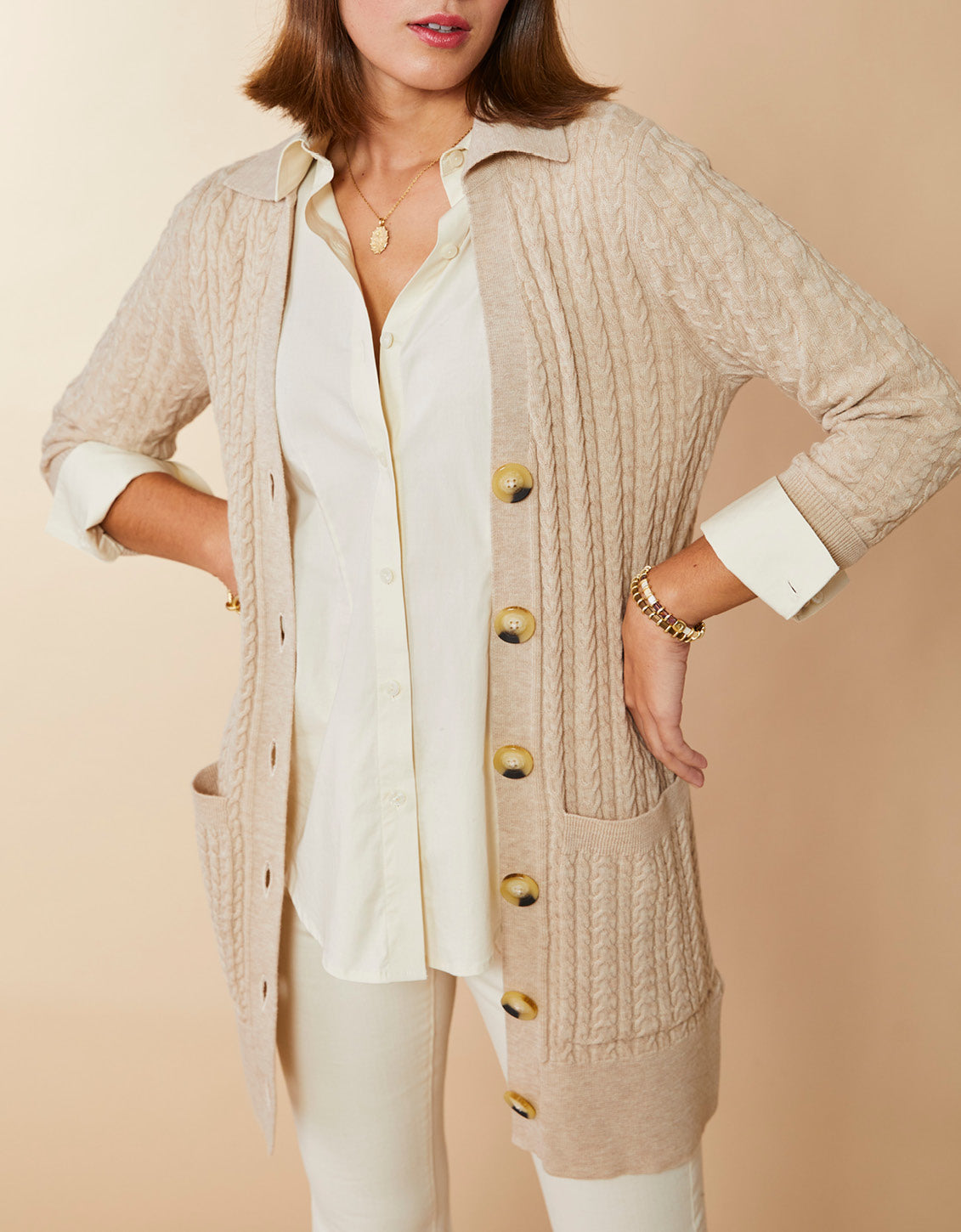  Toni Long Cardigan Oatmeal Heather