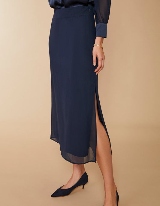  Briella Silk Skirt Slate Blue