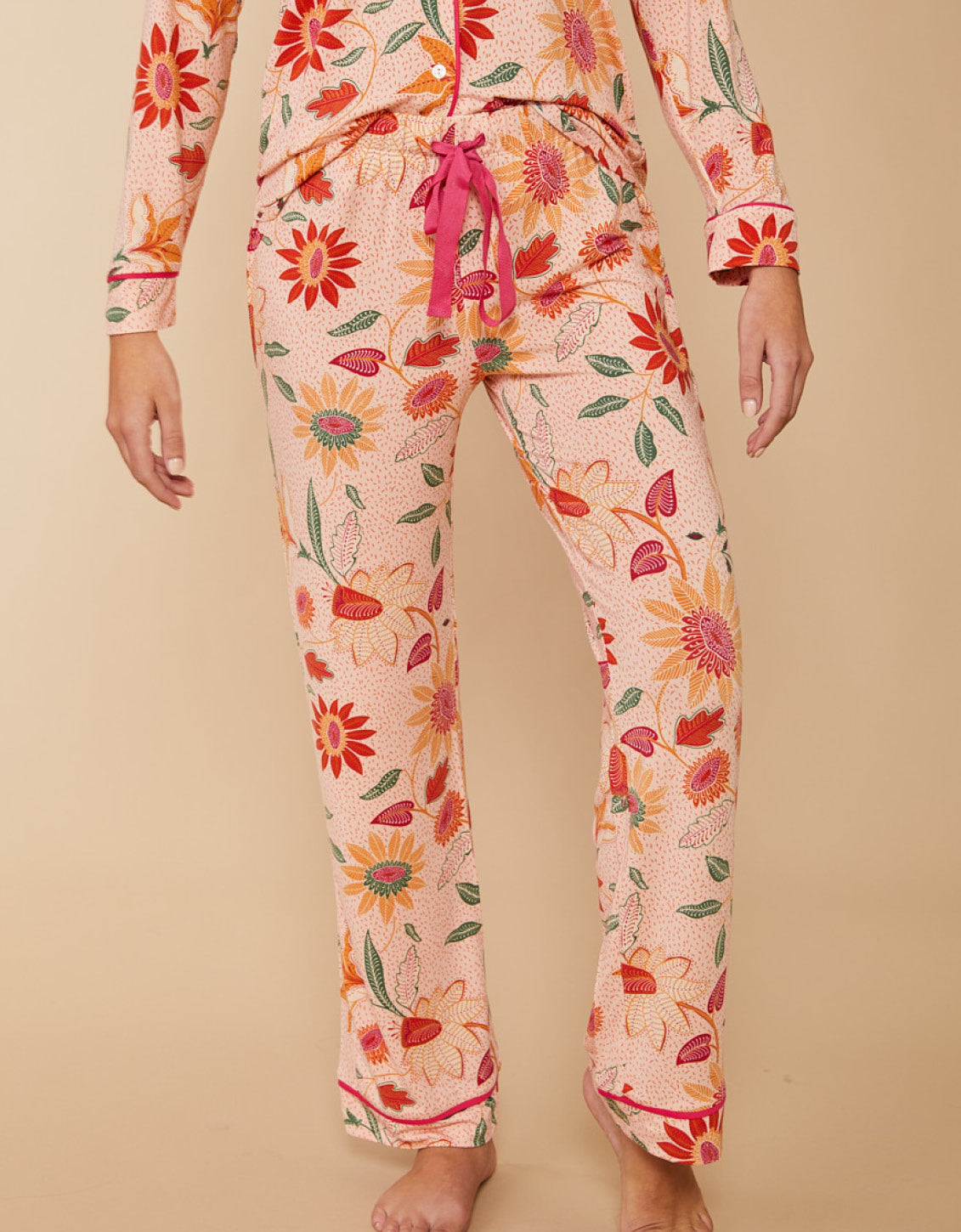  Pajama Pant Botanic Garden Boho Floral Peach