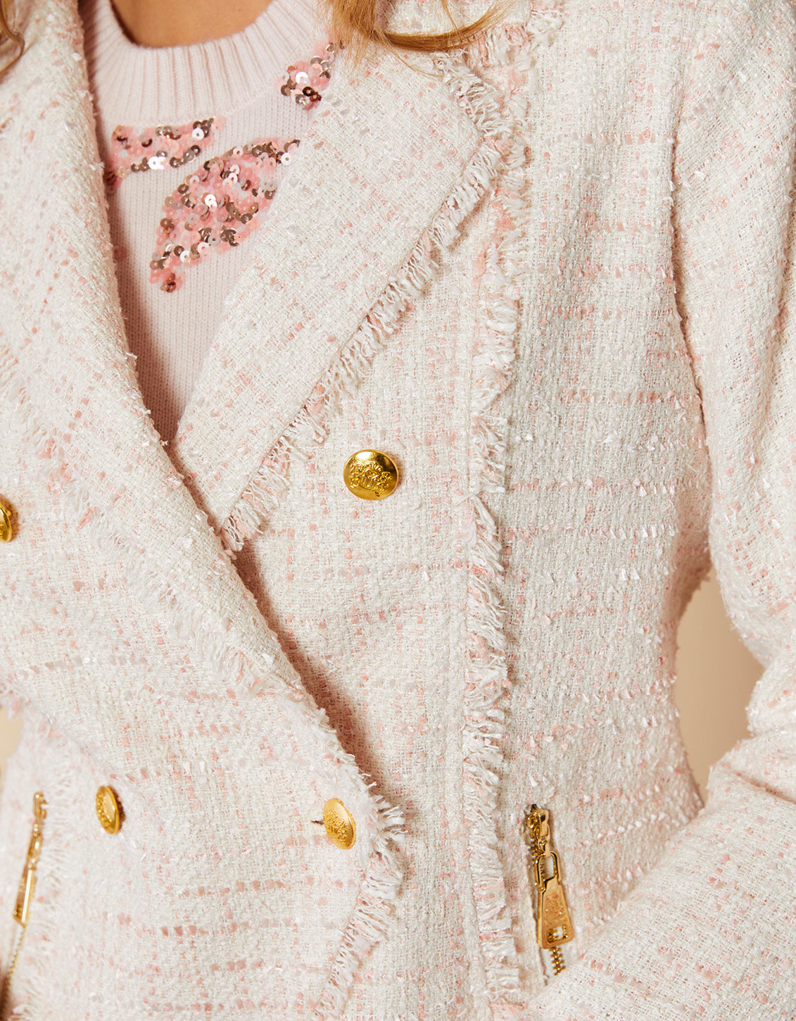  Nathalie Tweed Blazer Pearl Blush