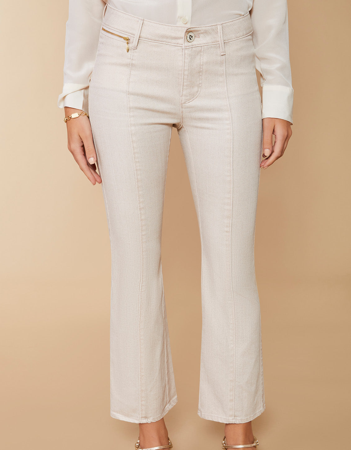  Mallory Kick Flare Jean Metallic Champagne