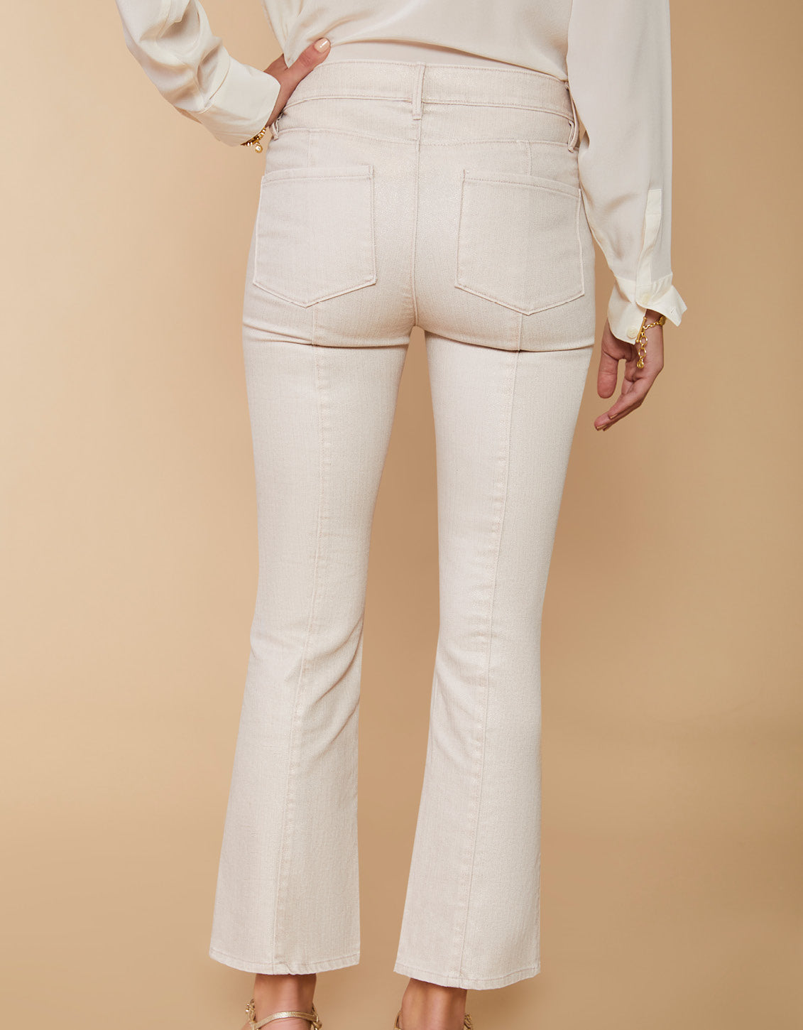 Mallory Kick Flare Jean Metallic Champagne