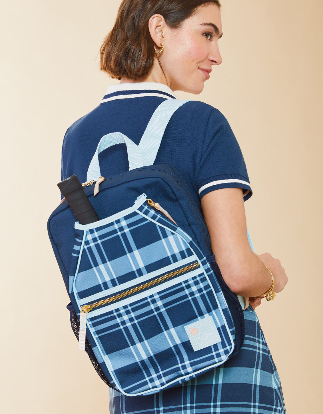  Pickleball Backpack Clara Bluestone Plaid