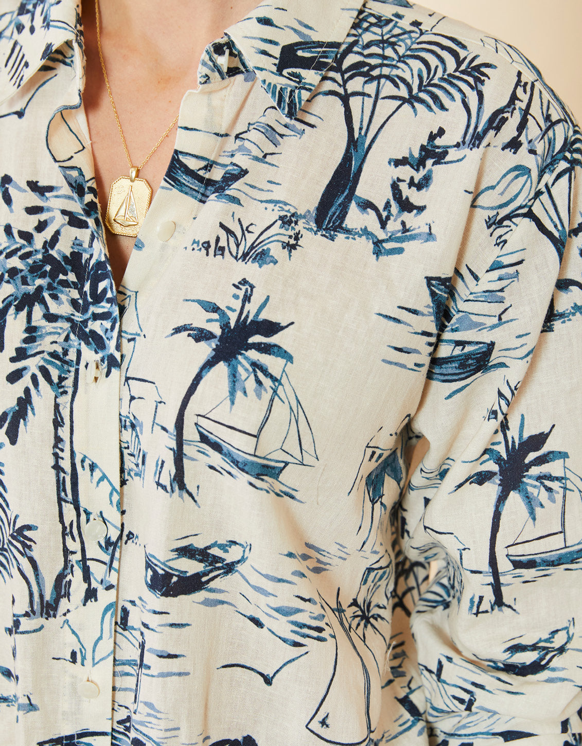  Aida Relaxed Buttondown Clara Seascape Cream