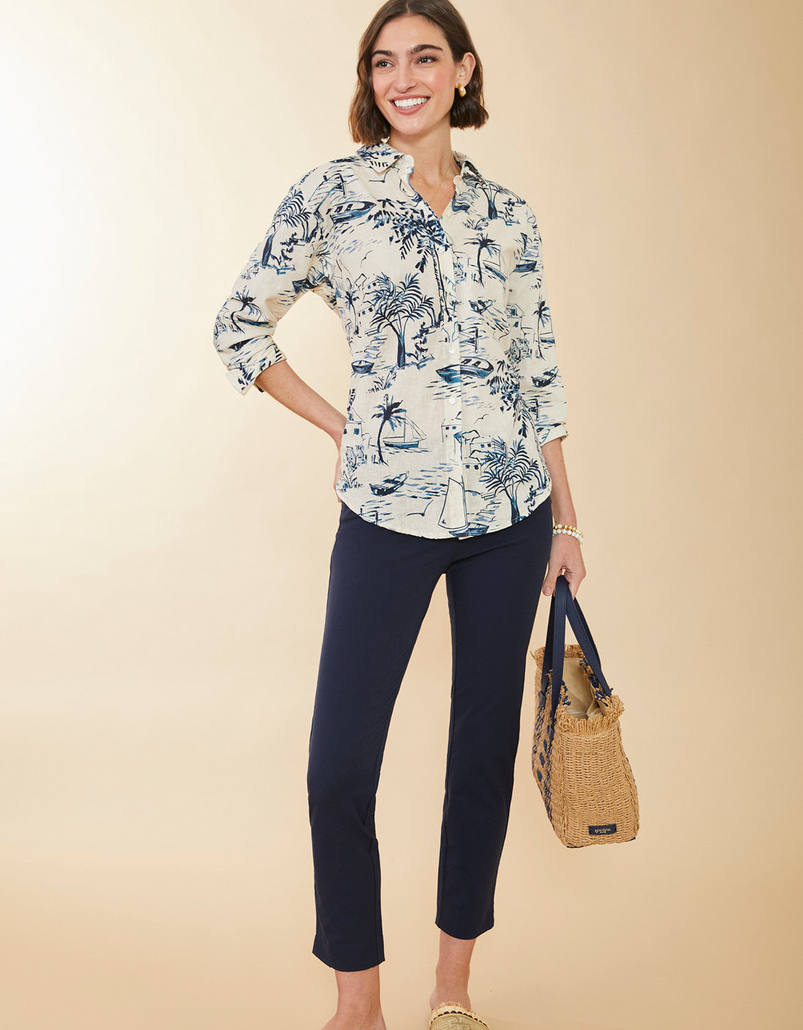  Aida Relaxed Buttondown Clara Seascape Cream