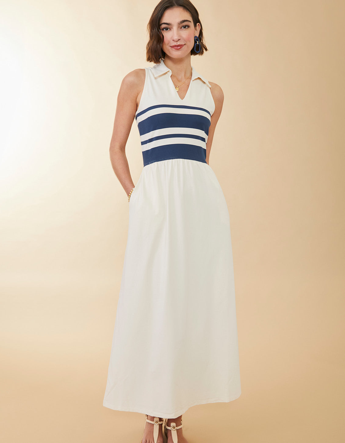  Haven Midi Dress Navy Stripe