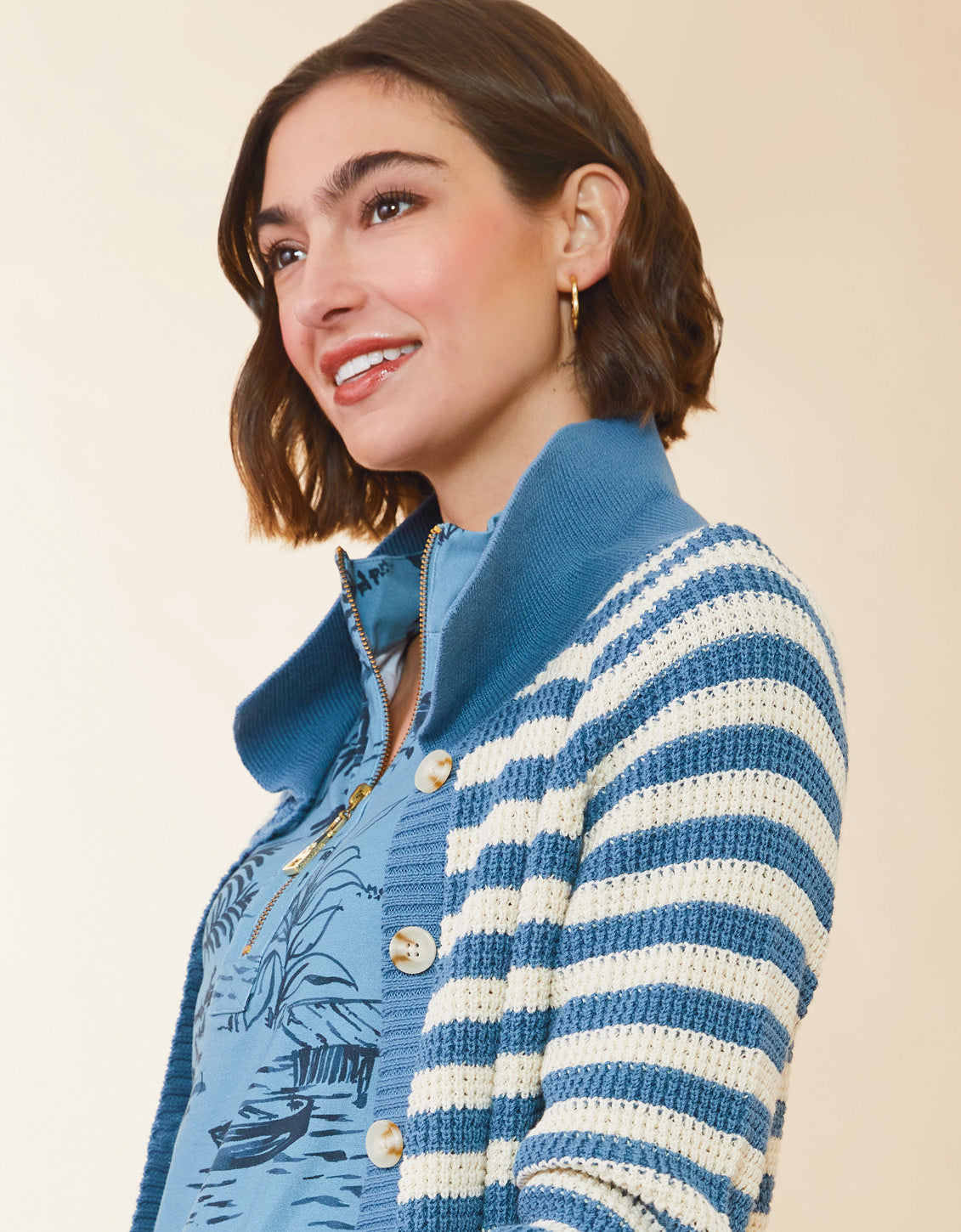  Lydie Cardigan Bluestone Stripe