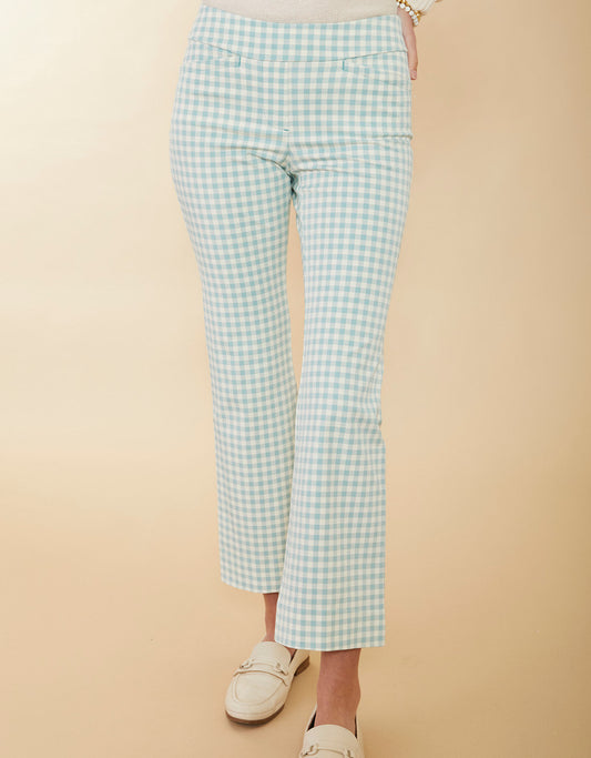  Maren Kick Flare Pant Clara Gingham AquaHaze