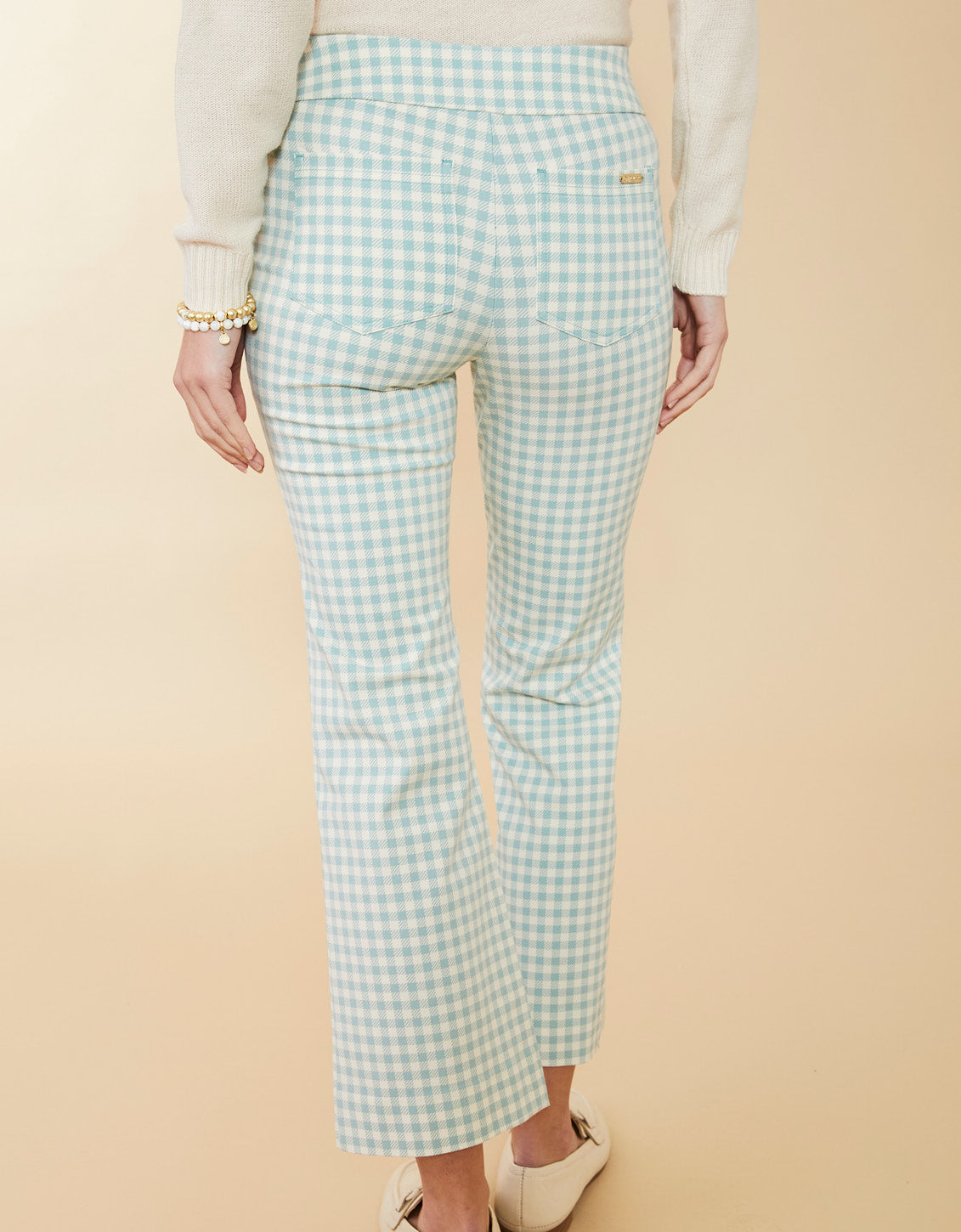  Maren Kick Flare Pant Clara Gingham AquaHaze