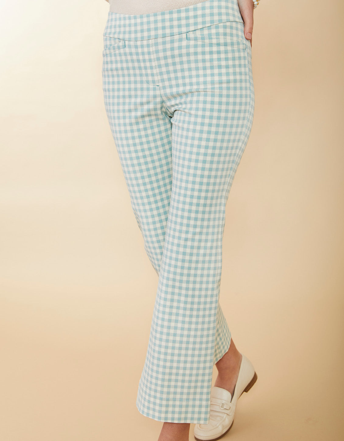  Maren Kick Flare Pant Clara Gingham AquaHaze