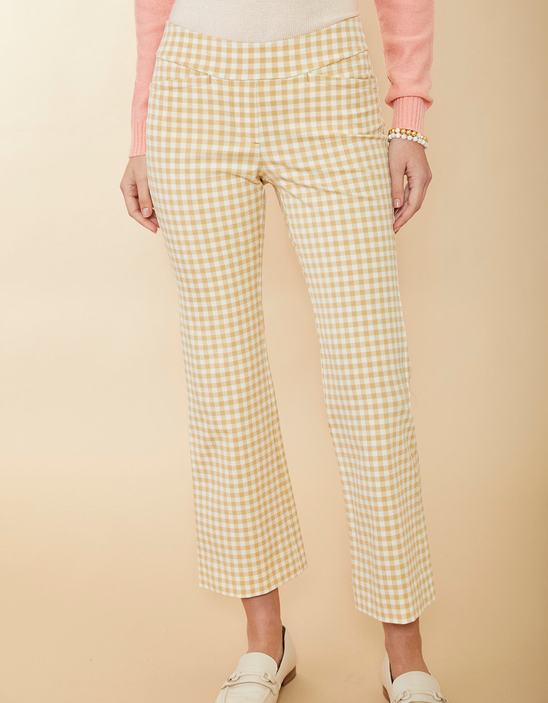 Maren Kick Flare Pant Clara Gingham Taupe