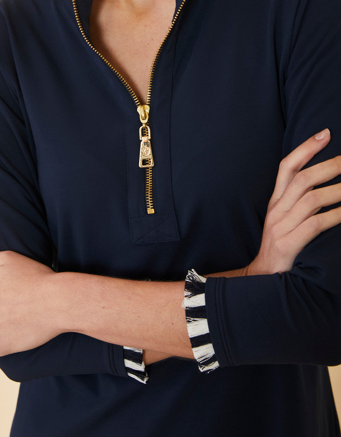  Nora Half-Zip Fringe Dress Slate Blue