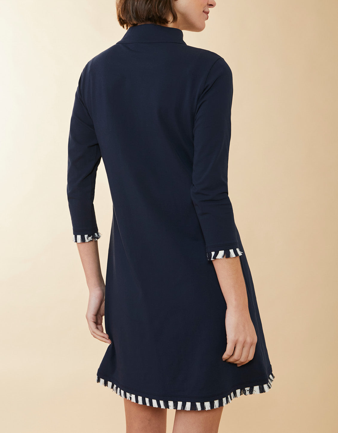  Nora Half-Zip Fringe Dress Slate Blue