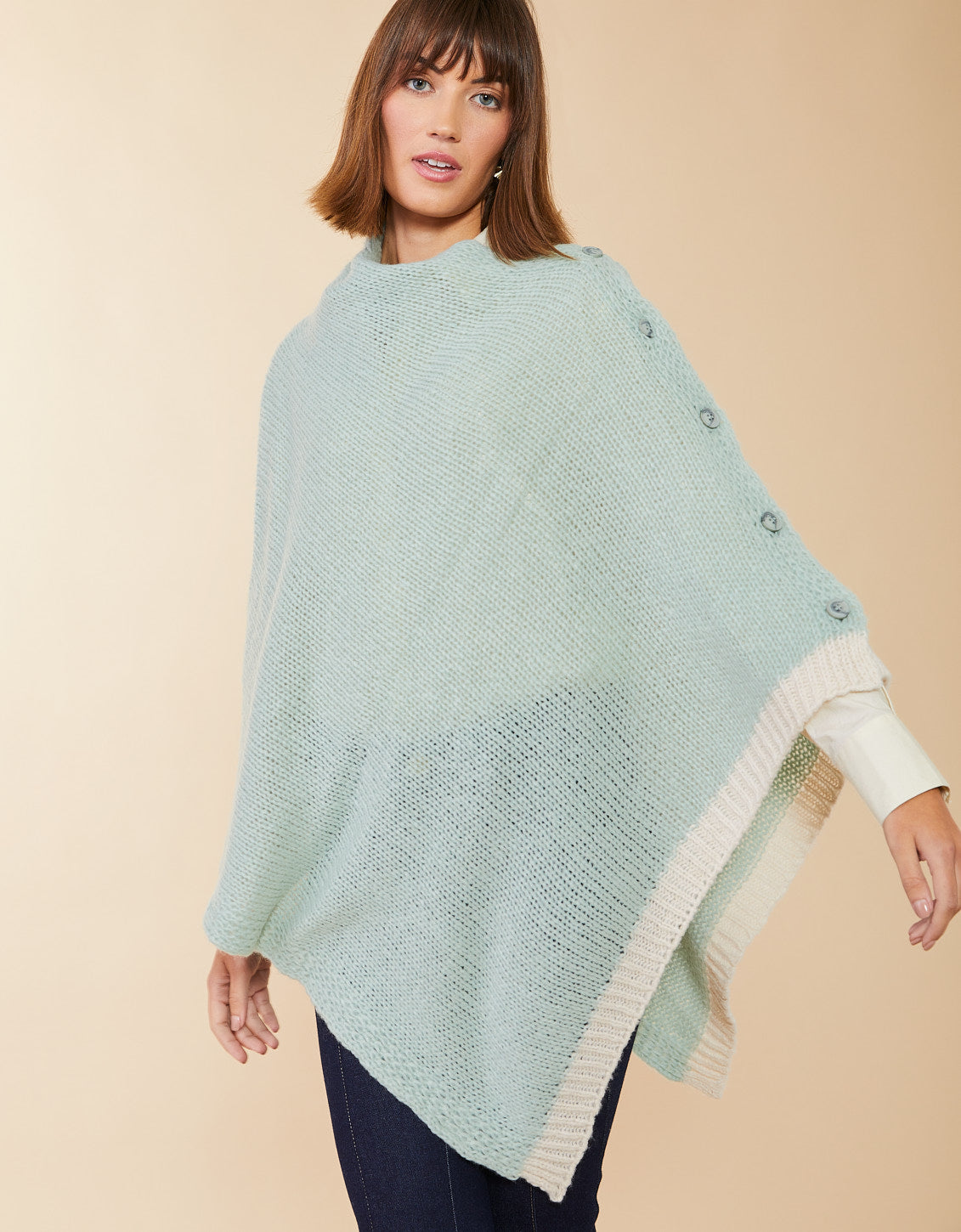  Button Poncho Seafoam