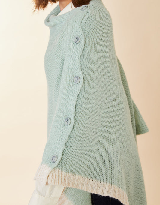  Button Poncho Seafoam