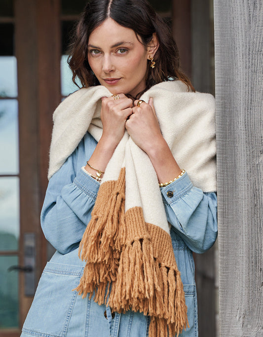  Oversize Scarf Cream Camel