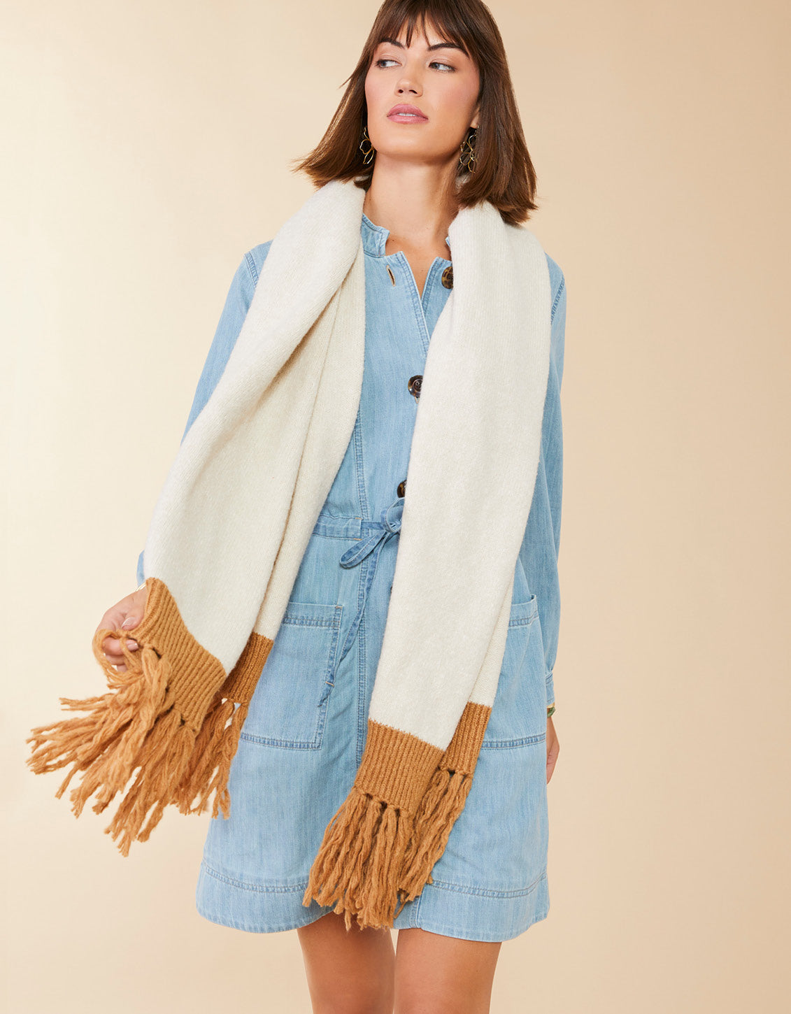  Oversize Scarf Cream Camel