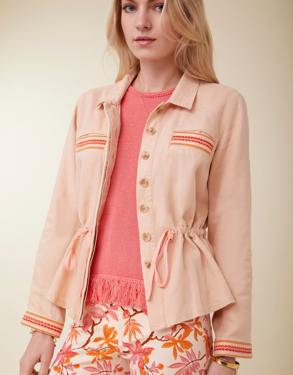  Layla Linen Jacket Toasted Almond