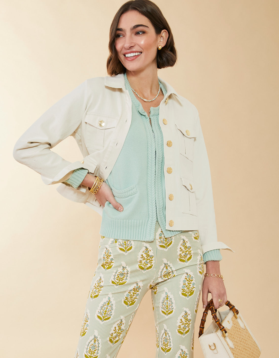  Maren Fringe Pant Richmond Hill Stripe Floral Motif Surf