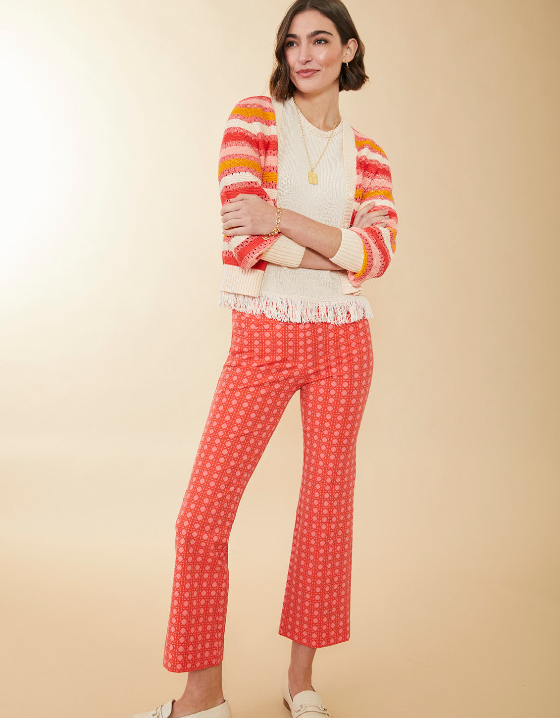 Maren Kick Flare Pant Richmond Hill Cane Tomato Pink
