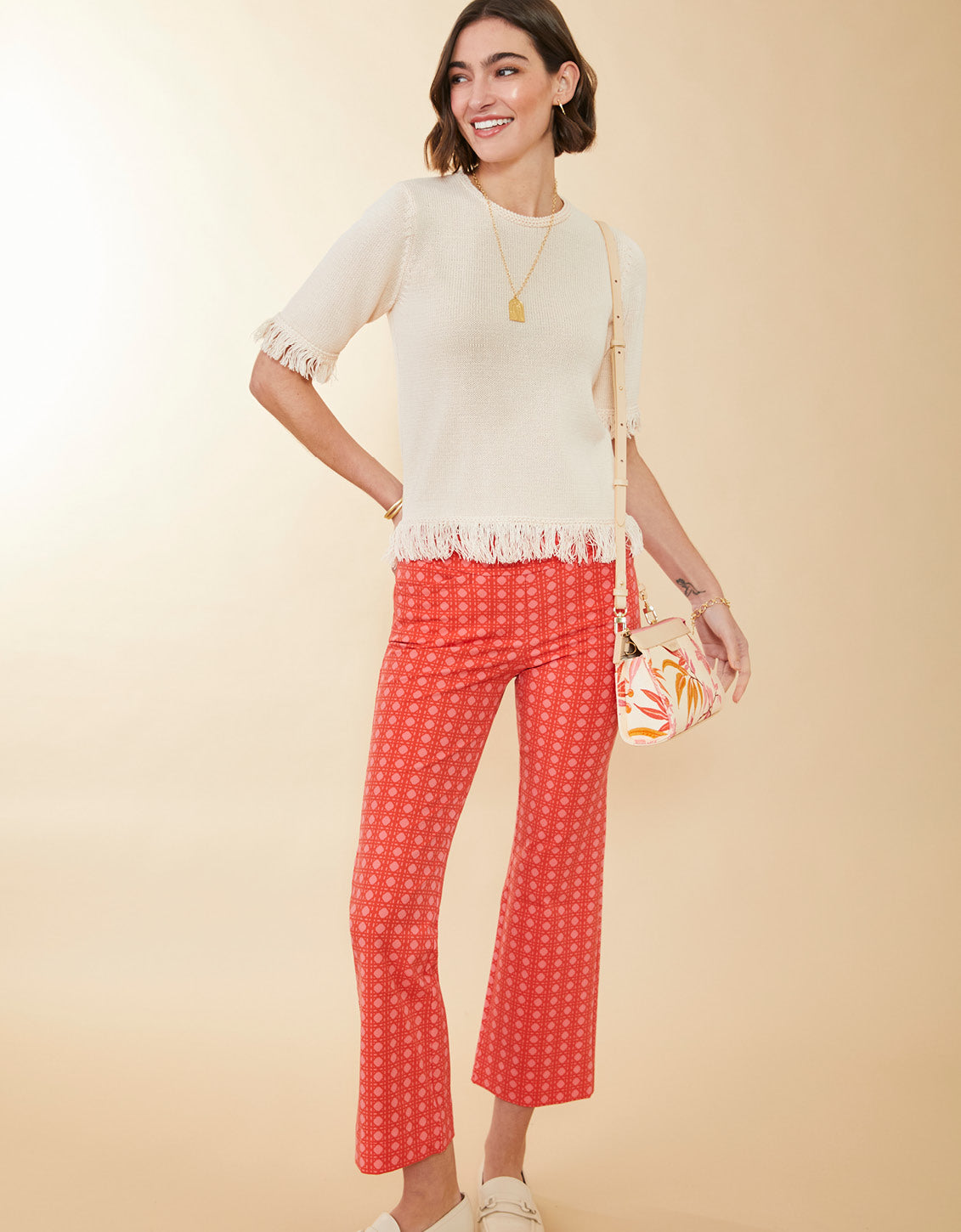  Maren Kick Flare Pant Richmond Hill Cane Tomato Pink