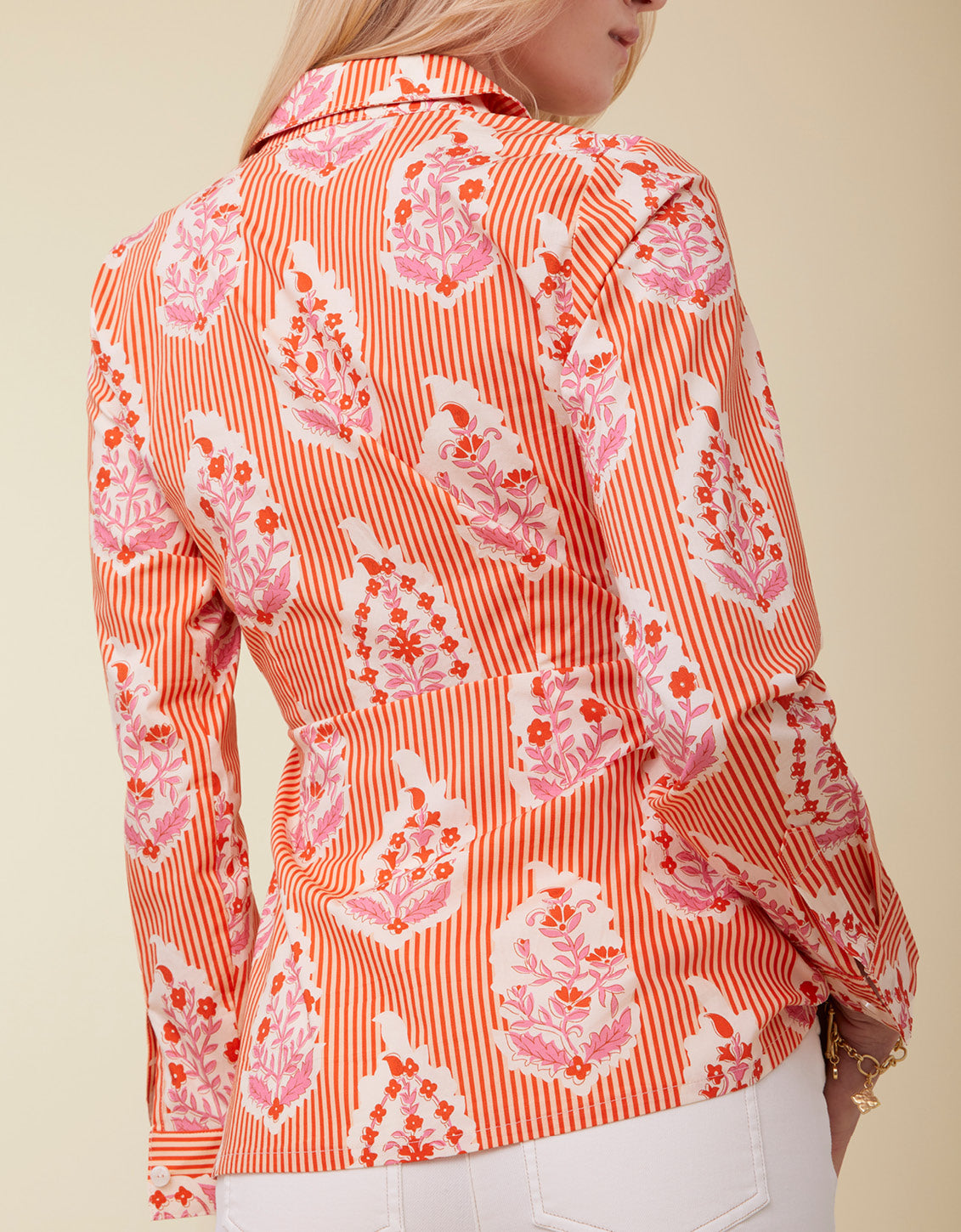  Marianne Blouse Richmond Hill Stripe Floral Motif Red