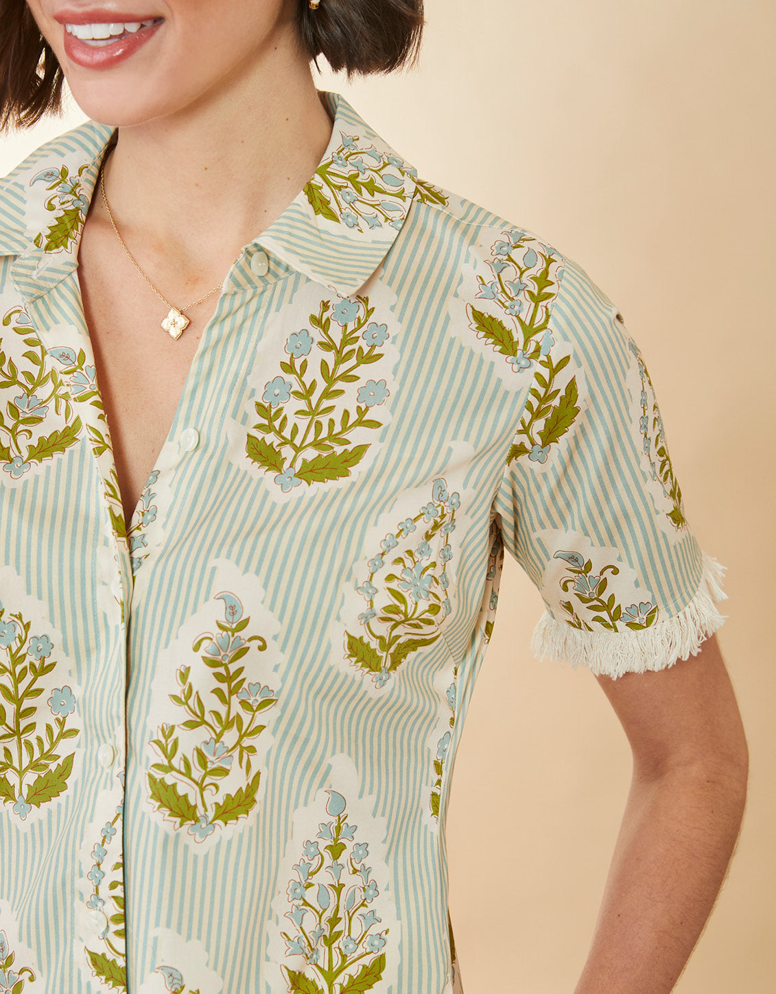  Tayden Shirt Dress Richmond Hill Stripe Floral Motif Surf
