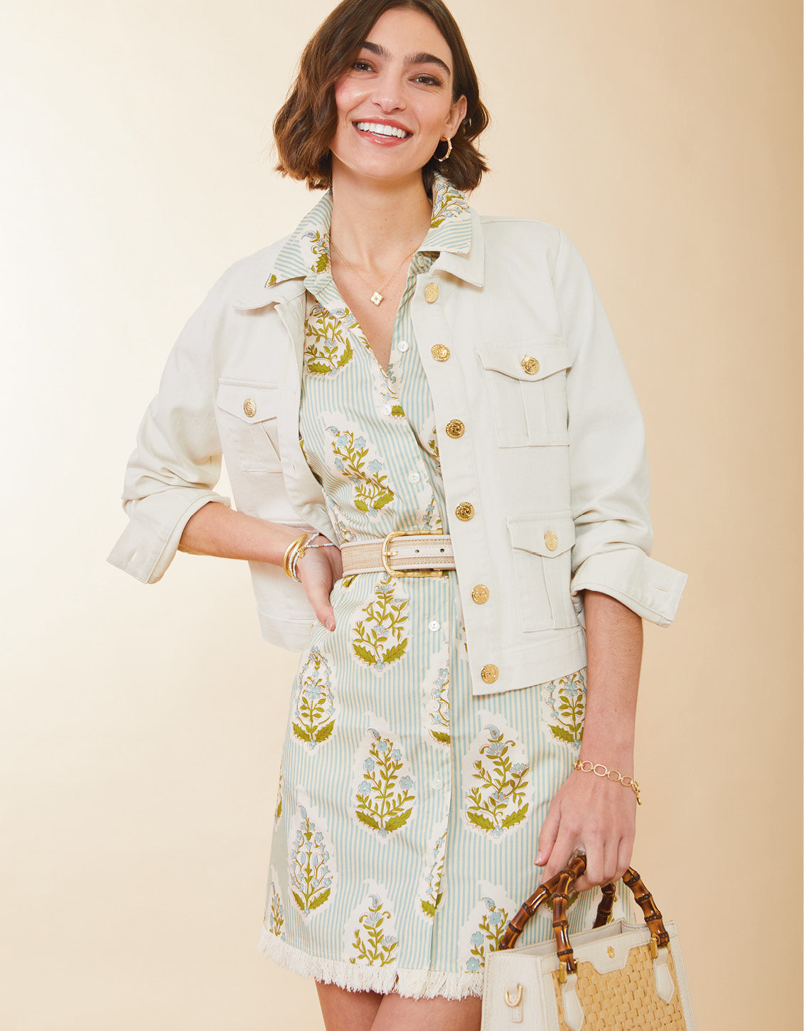  Tayden Shirt Dress Richmond Hill Stripe Floral Motif Surf