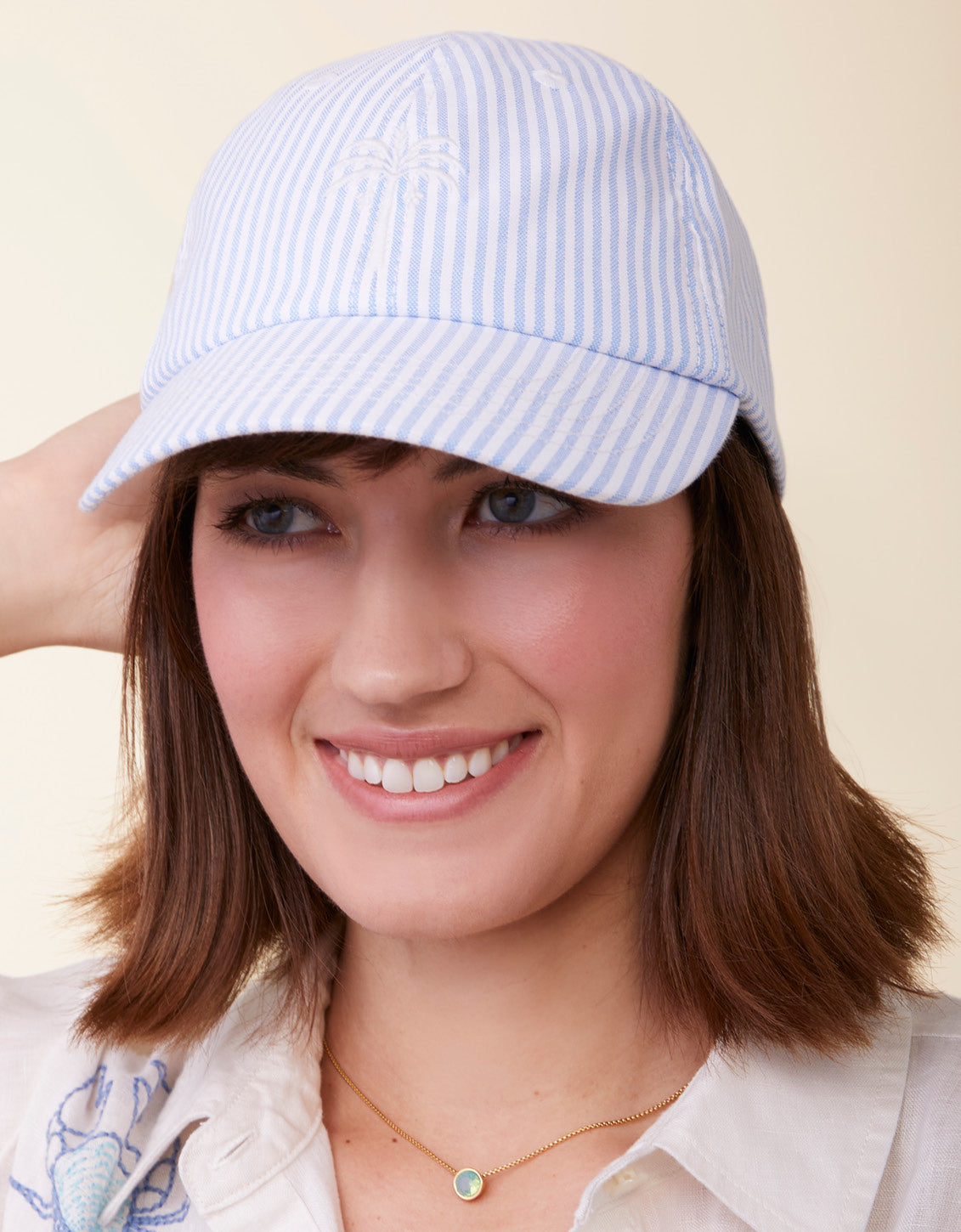  Baseball Hat Palm Tree/Blue Stripe