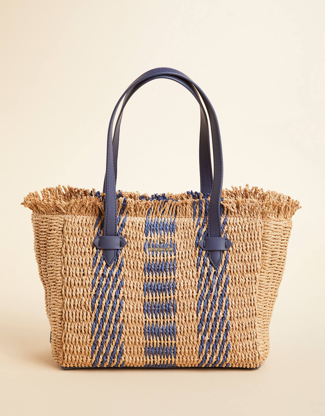  Straw Bag Navy Stripe