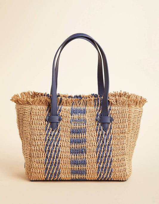  Straw Bag Navy Stripe