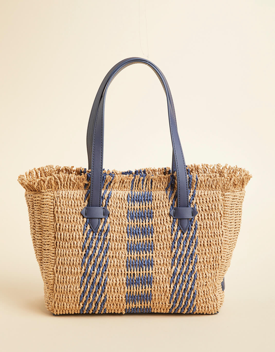  Straw Bag Navy Stripe