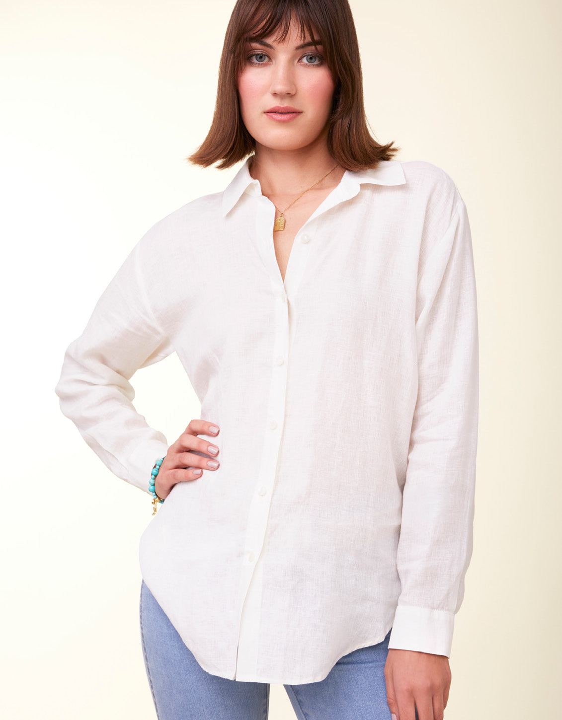  Aida Buttonfront Shirt Pearl White