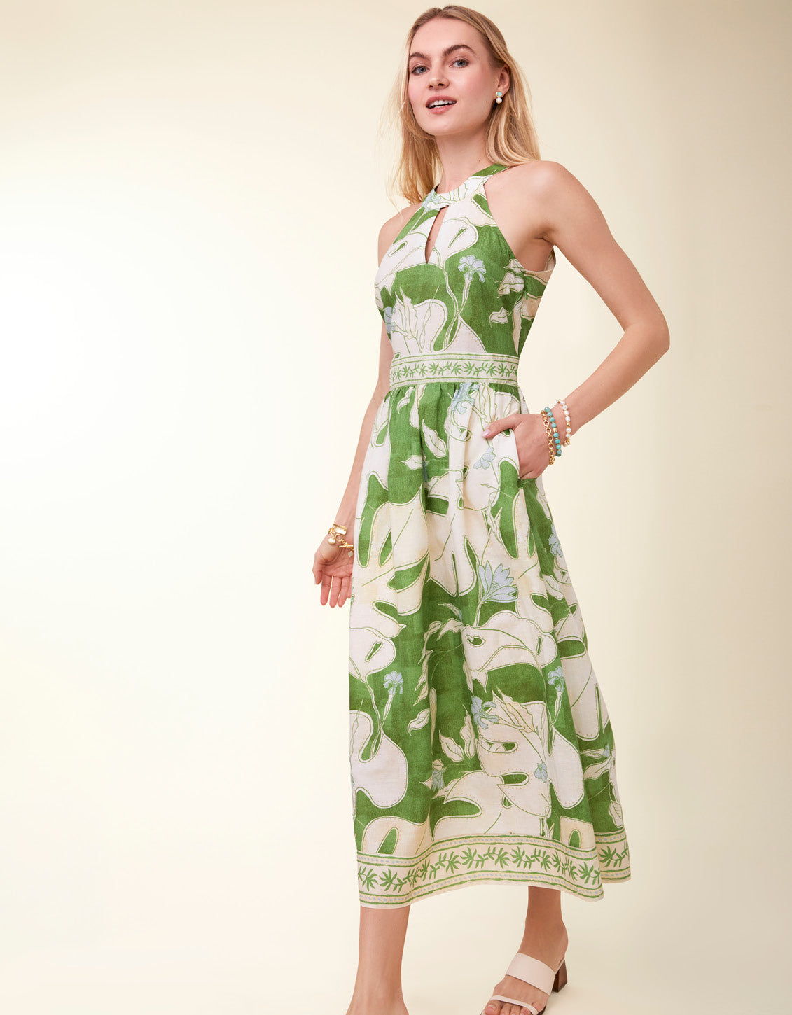  Andie Midi Dress Ogeechee Tropical Leaf