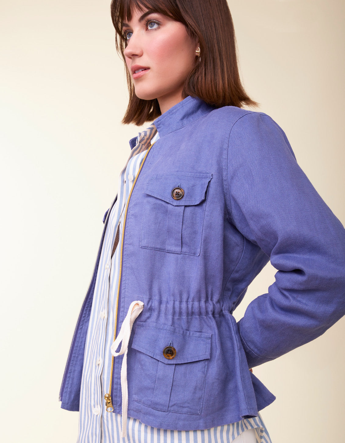  Dani Linen Jacket Indigo Blue