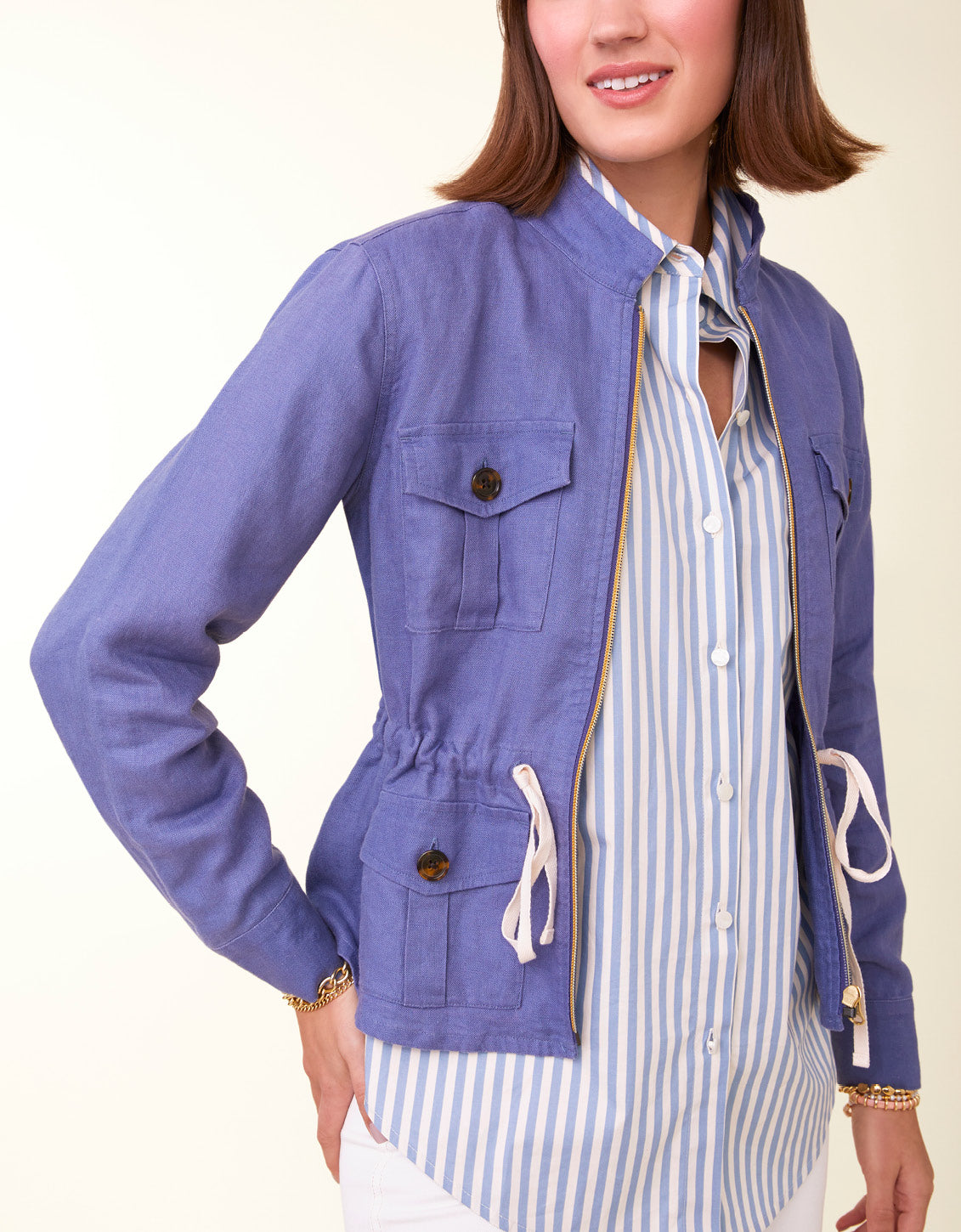  Dani Linen Jacket Indigo Blue