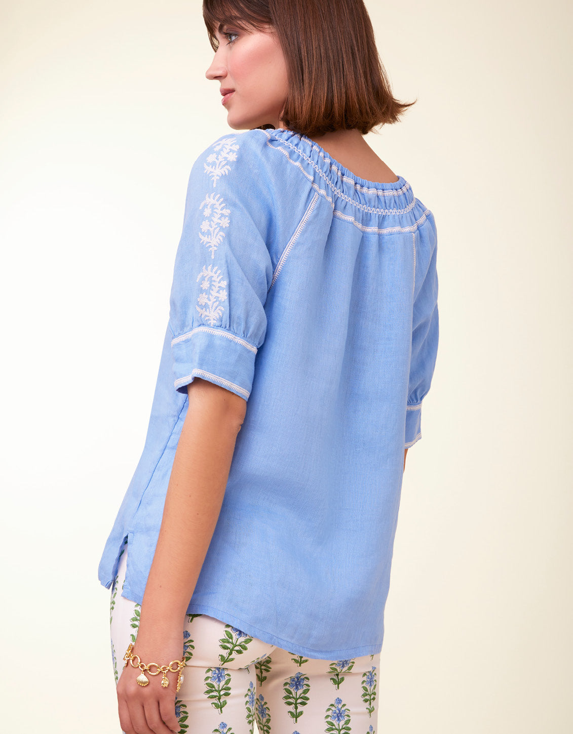  Kella Linen Blouse Azure