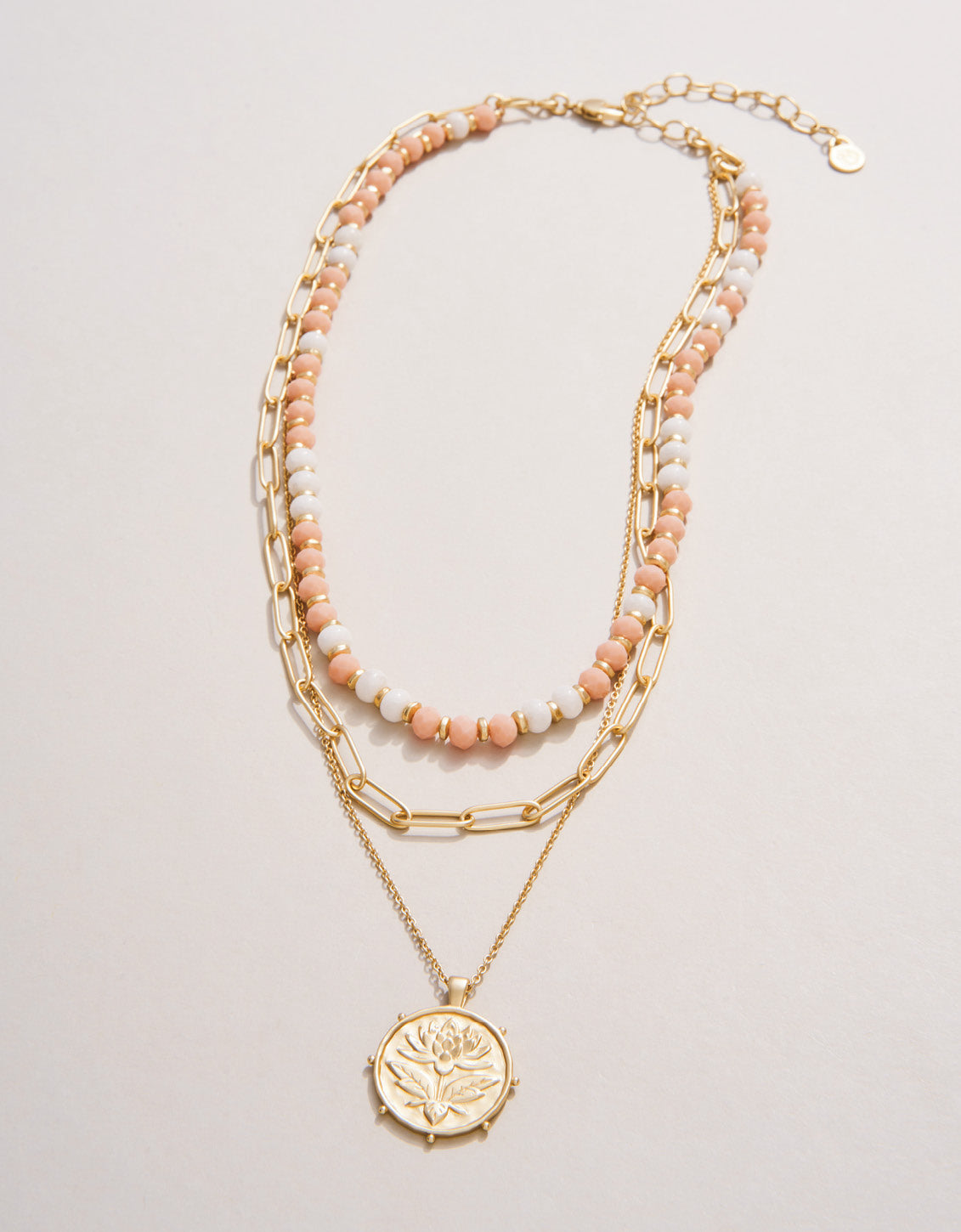  Lotus Layered Necklace 18'' Blush