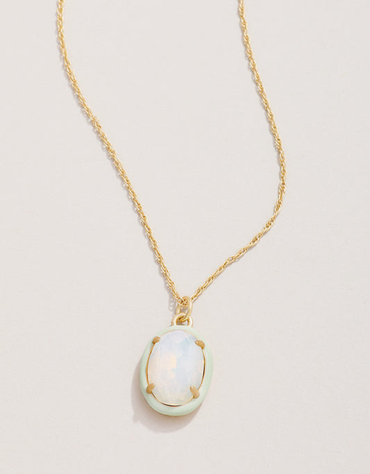  Clara Oval Necklace 18'' White Opal