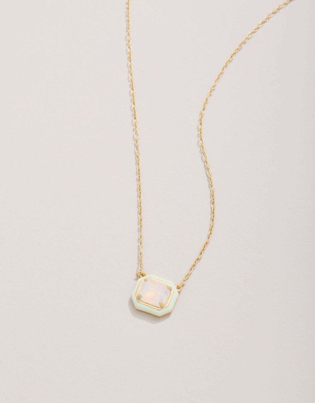  Clara Window Necklace 17'' White Opal