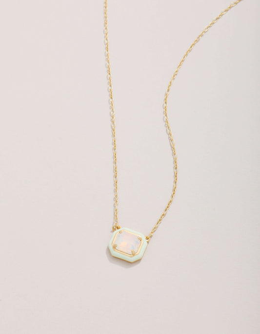  Clara Window Necklace 17'' White Opal