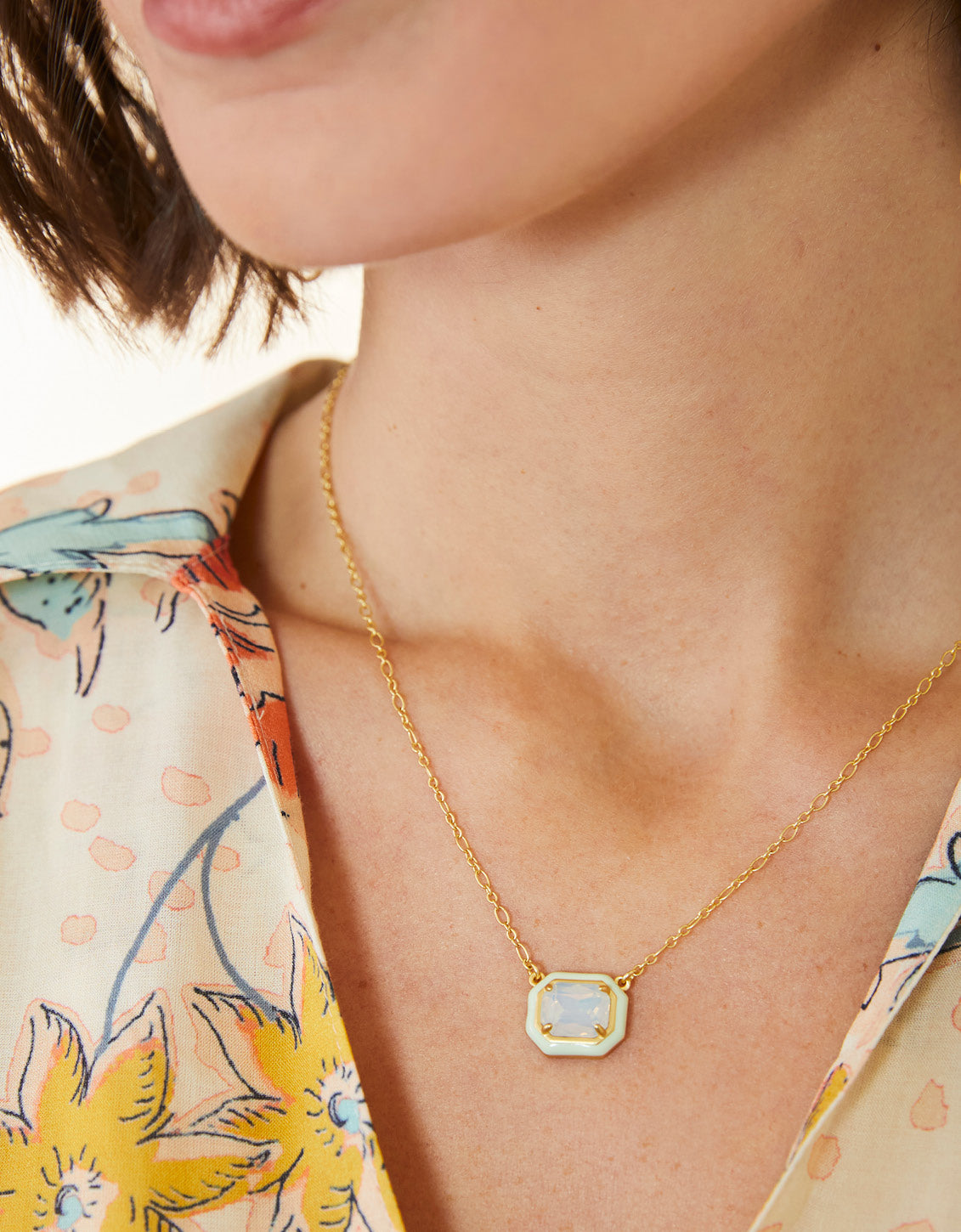  Clara Window Necklace 17'' White Opal