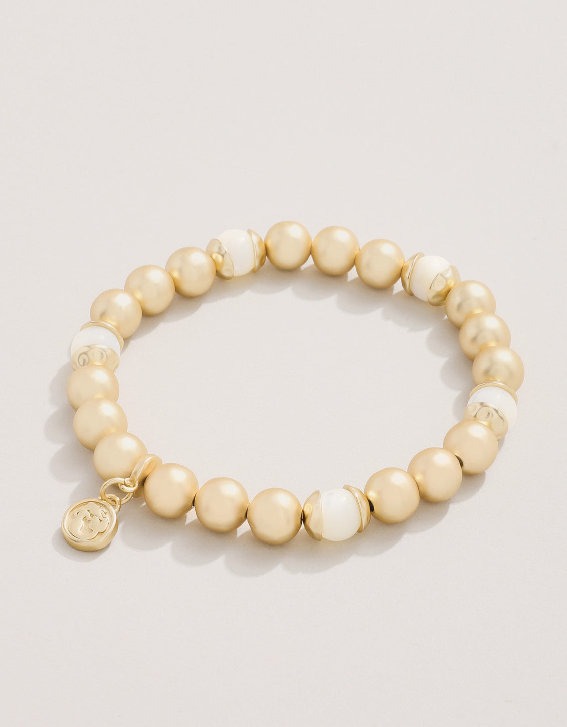  Golden Stretch Bracelet 8mm Mother-of-Pearl