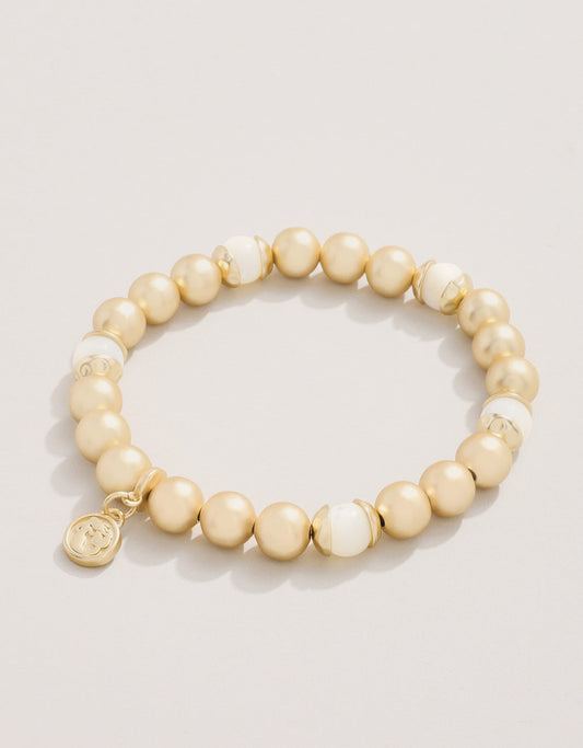  Golden Stretch Bracelet 8mm Mother-of-Pearl