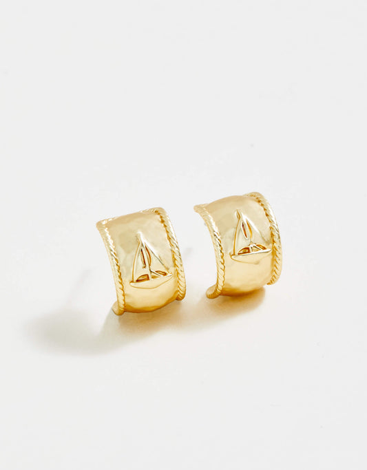  Set Sail Hoop Earrings 14mm Gold