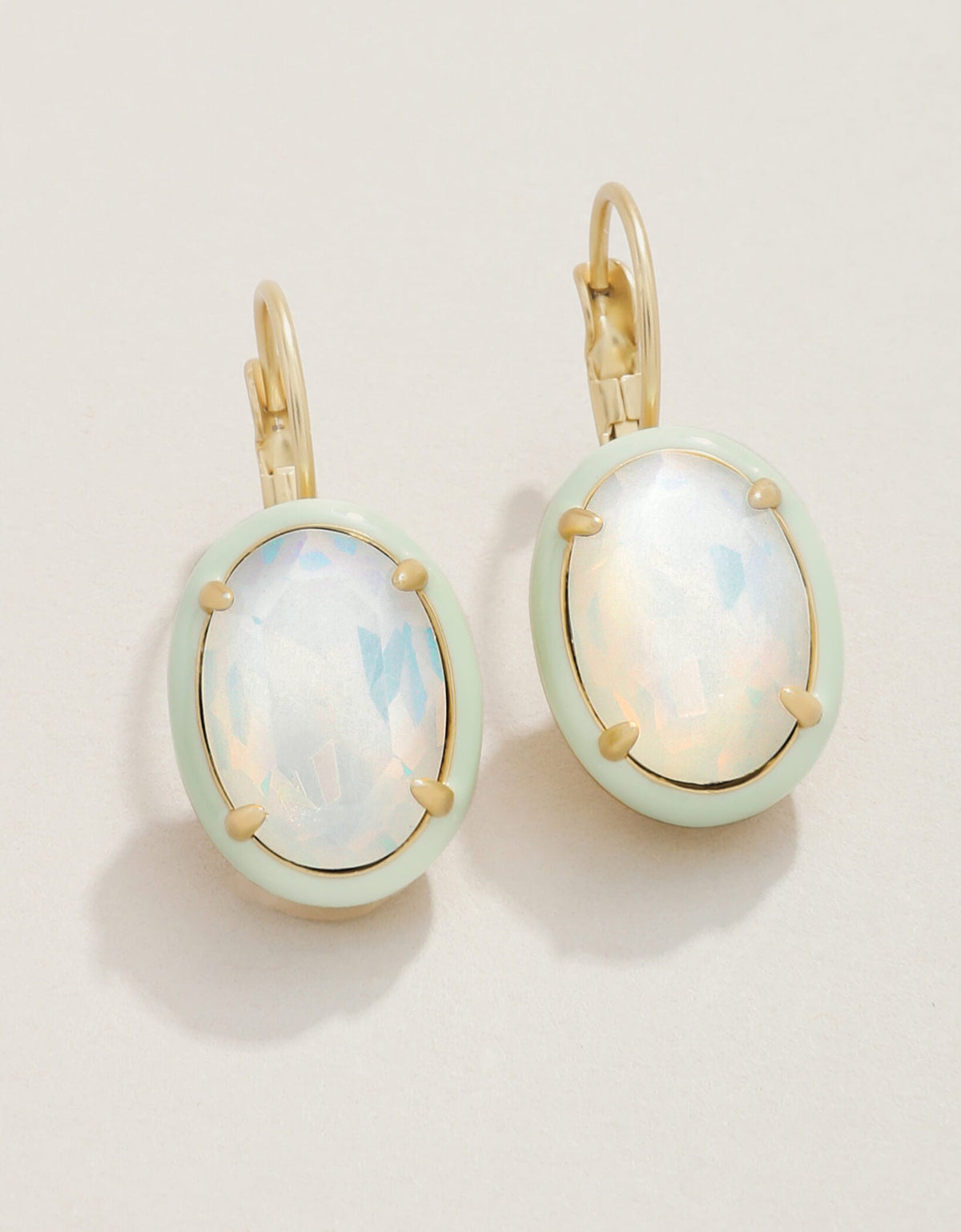  Clara Oval Earrings White Opal