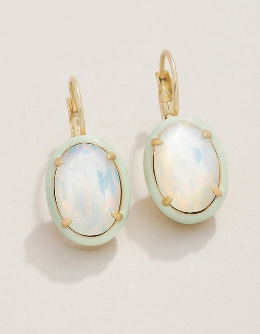  Clara Oval Earrings White Opal